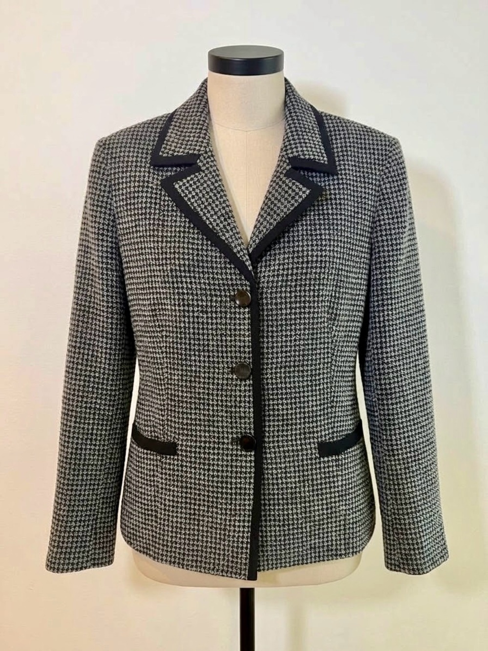 Jones Studio Black White Tweed Blazer Jacket Size 14